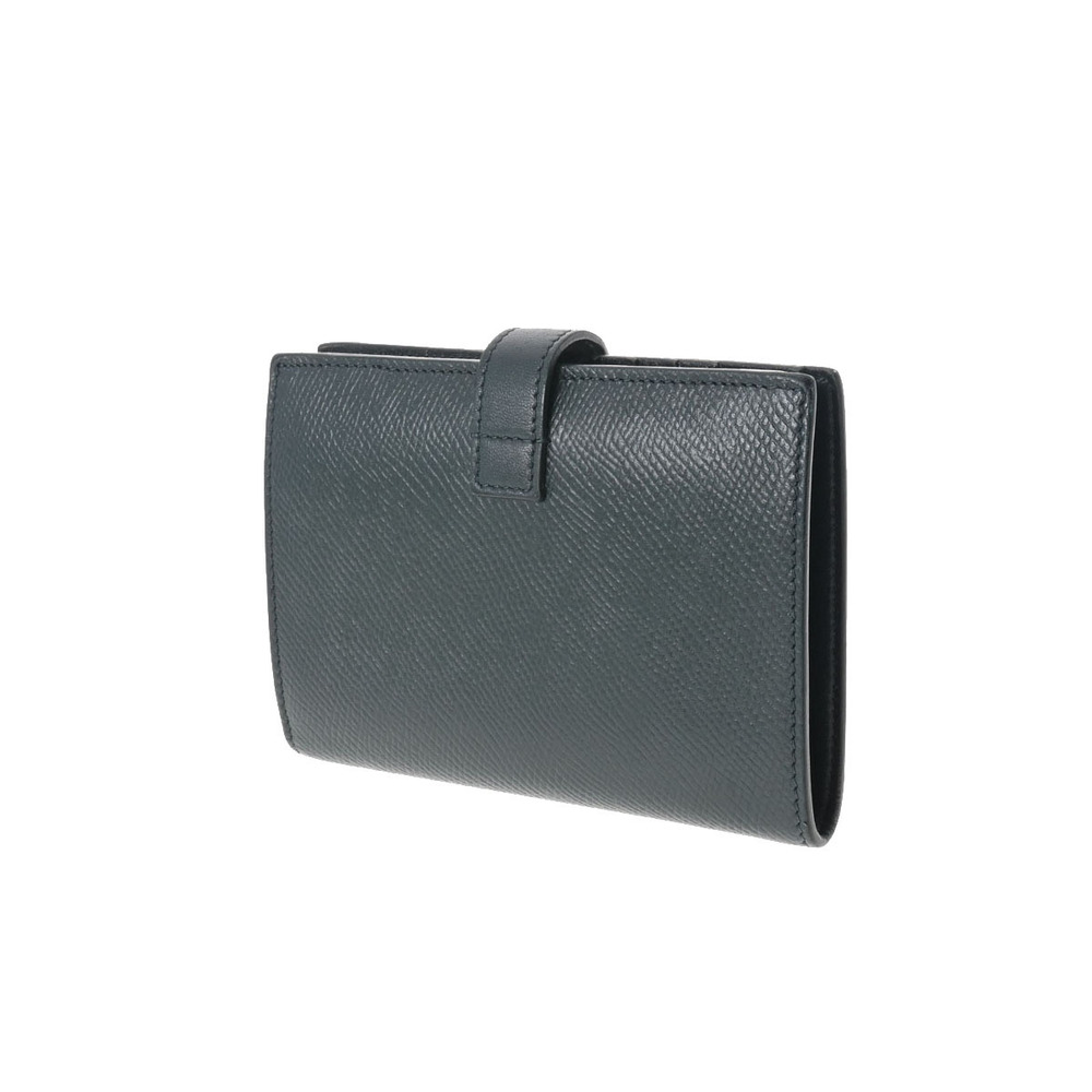 Celine Bi fold Calfskin Wallet Green Leather Strap